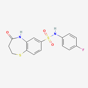 molecular formula C15H13FN2O3S2 B11277640 N-(4-fluorophenyl)-4-oxo-2,3,4,5-tetrahydro-1,5-benzothiazepine-7-sulfonamide 