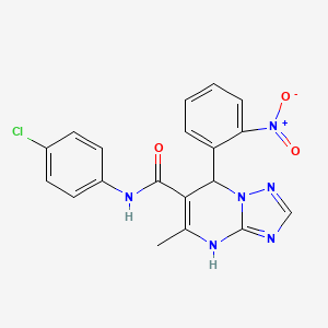 molecular formula C19H15ClN6O3 B11277655 N-(4-chlorophenyl)-5-methyl-7-(2-nitrophenyl)-4,7-dihydro[1,2,4]triazolo[1,5-a]pyrimidine-6-carboxamide 