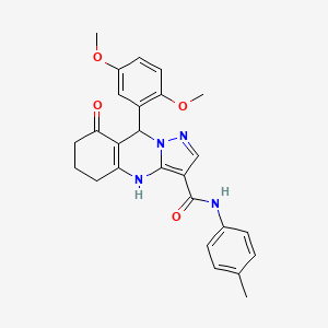 molecular formula C26H26N4O4 B11277669 9-(2,5-dimethoxyphenyl)-N-(4-methylphenyl)-8-oxo-4,5,6,7,8,9-hexahydropyrazolo[5,1-b]quinazoline-3-carboxamide 