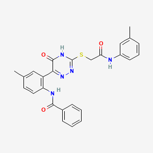 N-{4-Methyl-2-[3-({[(3-methylphenyl)carbamoyl]methyl}sulfanyl)-5-oxo-4,5-dihydro-1,2,4-triazin-6-YL]phenyl}benzamide