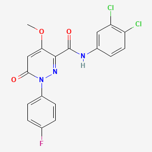 molecular formula C18H12Cl2FN3O3 B11277683 N-(3,4-dichlorophenyl)-1-(4-fluorophenyl)-4-methoxy-6-oxo-1,6-dihydropyridazine-3-carboxamide 