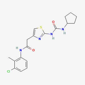 N-(3-chloro-2-methylphenyl)-2-(2-(3-cyclopentylureido)thiazol-4-yl)acetamide