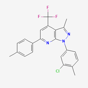 molecular formula C22H17ClF3N3 B11277736 1-(3-chloro-4-methylphenyl)-3-methyl-6-(4-methylphenyl)-4-(trifluoromethyl)-1H-pyrazolo[3,4-b]pyridine 