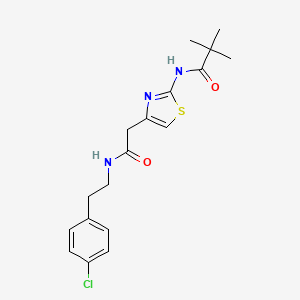 molecular formula C18H22ClN3O2S B11277768 N-(4-(2-((4-chlorophenethyl)amino)-2-oxoethyl)thiazol-2-yl)pivalamide 