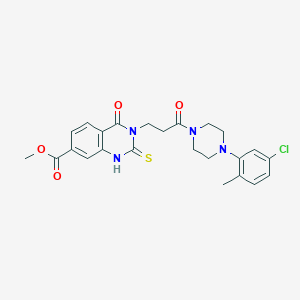 Methyl 3-(3-(4-(5-chloro-2-methylphenyl)piperazin-1-yl)-3-oxopropyl)-4-oxo-2-thioxo-1,2,3,4-tetrahydroquinazoline-7-carboxylate