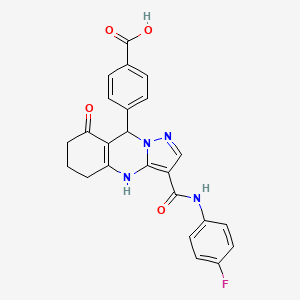 4-{3-[(4-Fluorophenyl)carbamoyl]-8-oxo-4,5,6,7,8,9-hexahydropyrazolo[5,1-b]quinazolin-9-yl}benzoic acid