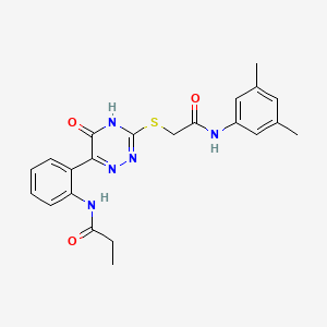 N-{2-[3-({[(3,5-Dimethylphenyl)carbamoyl]methyl}sulfanyl)-5-oxo-4,5-dihydro-1,2,4-triazin-6-YL]phenyl}propanamide