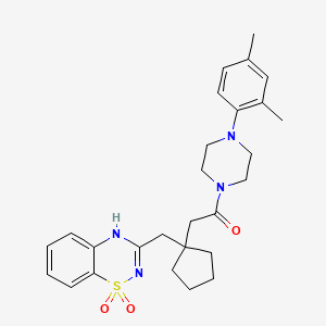 1-(4-(2,4-dimethylphenyl)piperazin-1-yl)-2-(1-((1,1-dioxido-2H-benzo[e][1,2,4]thiadiazin-3-yl)methyl)cyclopentyl)ethanone