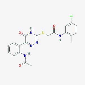 molecular formula C20H18ClN5O3S B11277935 N-(5-Chloro-2-methylphenyl)-2-{[6-(2-acetamidophenyl)-5-oxo-4,5-dihydro-1,2,4-triazin-3-YL]sulfanyl}acetamide 