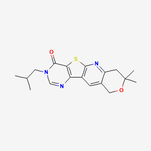 molecular formula C18H21N3O2S B11277973 5,5-dimethyl-14-(2-methylpropyl)-6-oxa-17-thia-2,12,14-triazatetracyclo[8.7.0.03,8.011,16]heptadeca-1,3(8),9,11(16),12-pentaen-15-one 