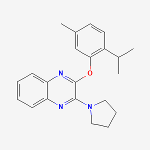 molecular formula C22H25N3O B11277993 2-[5-Methyl-2-(propan-2-yl)phenoxy]-3-(pyrrolidin-1-yl)quinoxaline 