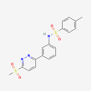 molecular formula C18H17N3O4S2 B11278004 4-methyl-N-(3-(6-(methylsulfonyl)pyridazin-3-yl)phenyl)benzenesulfonamide 