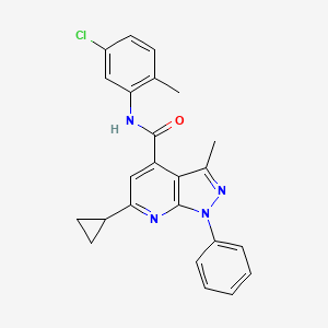 molecular formula C24H21ClN4O B11278013 N-(5-chloro-2-methylphenyl)-6-cyclopropyl-3-methyl-1-phenyl-1H-pyrazolo[3,4-b]pyridine-4-carboxamide 