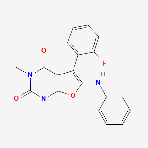 molecular formula C21H18FN3O3 B11278053 5-(2-fluorophenyl)-1,3-dimethyl-6-(o-tolylamino)furo[2,3-d]pyrimidine-2,4(1H,3H)-dione 