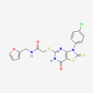 2-((3-(4-chlorophenyl)-7-oxo-2-thioxo-2,3,6,7-tetrahydrothiazolo[4,5-d]pyrimidin-5-yl)thio)-N-(furan-2-ylmethyl)acetamide