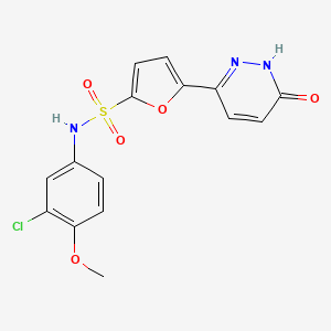 molecular formula C15H12ClN3O5S B11278131 N-(3-chloro-4-methoxyphenyl)-5-(6-oxo-1,6-dihydropyridazin-3-yl)furan-2-sulfonamide CAS No. 894870-00-9