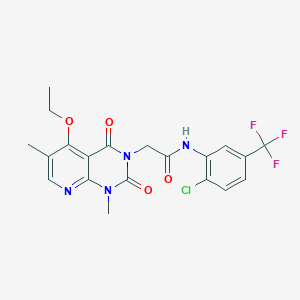 molecular formula C20H18ClF3N4O4 B11278171 N-(2-chloro-5-(trifluoromethyl)phenyl)-2-(5-ethoxy-1,6-dimethyl-2,4-dioxo-1,2-dihydropyrido[2,3-d]pyrimidin-3(4H)-yl)acetamide 