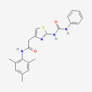 molecular formula C21H22N4O2S B11278206 N-mesityl-2-(2-(3-phenylureido)thiazol-4-yl)acetamide 