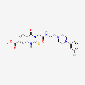 Methyl 3-(2-((2-(4-(3-chlorophenyl)piperazin-1-yl)ethyl)amino)-2-oxoethyl)-4-oxo-2-thioxo-1,2,3,4-tetrahydroquinazoline-7-carboxylate