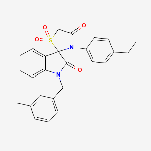 molecular formula C26H24N2O4S B11278284 3'-(4-ethylphenyl)-1-(3-methylbenzyl)-4'H-spiro[indole-3,2'-[1,3]thiazolidine]-2,4'(1H)-dione 1',1'-dioxide 