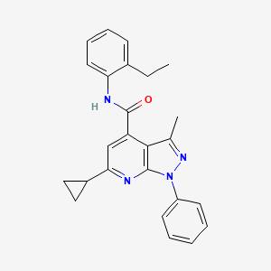 molecular formula C25H24N4O B11278399 6-cyclopropyl-N-(2-ethylphenyl)-3-methyl-1-phenyl-1H-pyrazolo[3,4-b]pyridine-4-carboxamide 