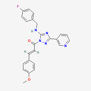 molecular formula C24H20FN5O2 B11278405 (2E)-1-{5-[(4-fluorobenzyl)amino]-3-(pyridin-3-yl)-1H-1,2,4-triazol-1-yl}-3-(4-methoxyphenyl)prop-2-en-1-one 