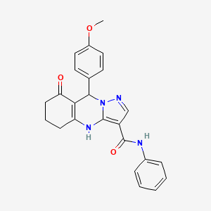 molecular formula C24H22N4O3 B11278419 9-(4-methoxyphenyl)-8-oxo-N-phenyl-4,5,6,7,8,9-hexahydropyrazolo[5,1-b]quinazoline-3-carboxamide 