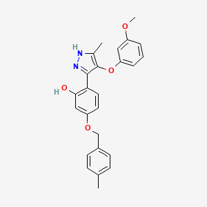 molecular formula C25H24N2O4 B11278472 2-[4-(3-methoxyphenoxy)-3-methyl-1H-pyrazol-5-yl]-5-[(4-methylbenzyl)oxy]phenol 