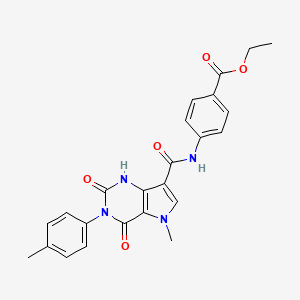 molecular formula C24H22N4O5 B11278516 ethyl 4-(5-methyl-2,4-dioxo-3-(p-tolyl)-2,3,4,5-tetrahydro-1H-pyrrolo[3,2-d]pyrimidine-7-carboxamido)benzoate 