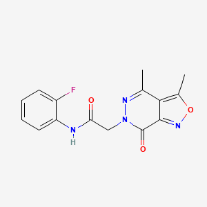 molecular formula C15H13FN4O3 B11278562 2-(3,4-Dimethyl-7-oxoisoxazolo[3,4-d]pyridazin-6(7H)-yl)-N-(2-fluorophenyl)acetamide 