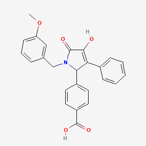 molecular formula C25H21NO5 B11278566 4-[4-hydroxy-1-(3-methoxybenzyl)-5-oxo-3-phenyl-2,5-dihydro-1H-pyrrol-2-yl]benzoic acid 