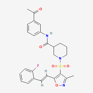 N-(3-Acetylphenyl)-1-({5-[(1E)-2-(2-fluorophenyl)ethenyl]-3-methyl-1,2-oxazol-4-YL}sulfonyl)piperidine-3-carboxamide