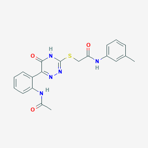 2-{[6-(2-Acetamidophenyl)-5-oxo-4,5-dihydro-1,2,4-triazin-3-YL]sulfanyl}-N-(3-methylphenyl)acetamide