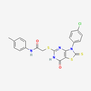 2-((3-(4-chlorophenyl)-7-oxo-2-thioxo-2,3,6,7-tetrahydrothiazolo[4,5-d]pyrimidin-5-yl)thio)-N-(p-tolyl)acetamide