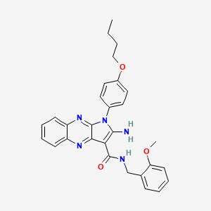 molecular formula C29H29N5O3 B11278670 2-amino-1-(4-butoxyphenyl)-N-(2-methoxybenzyl)-1H-pyrrolo[2,3-b]quinoxaline-3-carboxamide 