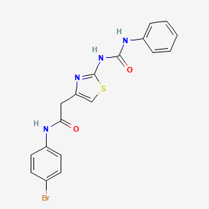 molecular formula C18H15BrN4O2S B11278738 N-(4-bromophenyl)-2-{2-[(phenylcarbamoyl)amino]-1,3-thiazol-4-yl}acetamide 