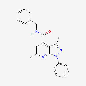 molecular formula C22H20N4O B11278745 N-benzyl-3,6-dimethyl-1-phenyl-1H-pyrazolo[3,4-b]pyridine-4-carboxamide 