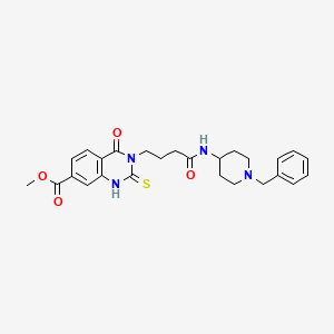 molecular formula C26H30N4O4S B11278781 Methyl 3-(4-((1-benzylpiperidin-4-yl)amino)-4-oxobutyl)-4-oxo-2-thioxo-1,2,3,4-tetrahydroquinazoline-7-carboxylate 