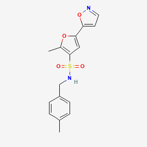 2-methyl-N-[(4-methylphenyl)methyl]-5-(1,2-oxazol-5-yl)furan-3-sulfonamide