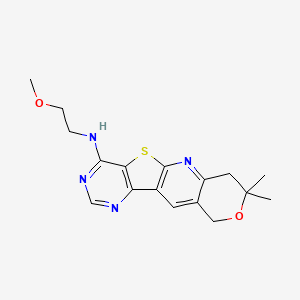 molecular formula C17H20N4O2S B11278862 N-(2-methoxyethyl)-5,5-dimethyl-6-oxa-17-thia-2,12,14-triazatetracyclo[8.7.0.03,8.011,16]heptadeca-1,3(8),9,11,13,15-hexaen-15-amine 