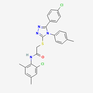 molecular formula C25H22Cl2N4OS B11278865 N-(2-chloro-4,6-dimethylphenyl)-2-{[5-(4-chlorophenyl)-4-(4-methylphenyl)-4H-1,2,4-triazol-3-yl]sulfanyl}acetamide CAS No. 476486-01-8