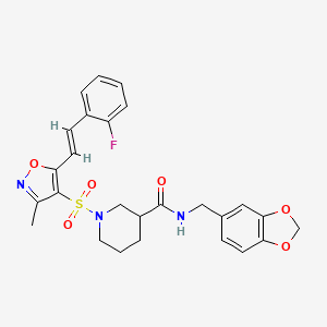 N-[(2H-1,3-Benzodioxol-5-YL)methyl]-1-({5-[(1E)-2-(2-fluorophenyl)ethenyl]-3-methyl-1,2-oxazol-4-YL}sulfonyl)piperidine-3-carboxamide