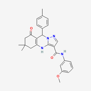 N-(3-methoxyphenyl)-6,6-dimethyl-9-(4-methylphenyl)-8-oxo-4,5,6,7,8,9-hexahydropyrazolo[5,1-b]quinazoline-3-carboxamide