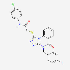 molecular formula C24H17ClFN5O2S B11278946 N-(4-chlorophenyl)-2-((4-(4-fluorobenzyl)-5-oxo-4,5-dihydro-[1,2,4]triazolo[4,3-a]quinazolin-1-yl)thio)acetamide 