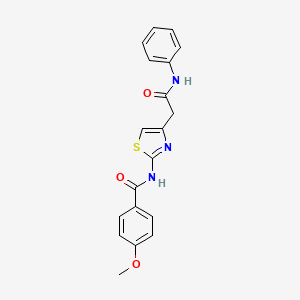 molecular formula C19H17N3O3S B11278980 4-methoxy-N-(4-(2-oxo-2-(phenylamino)ethyl)thiazol-2-yl)benzamide 