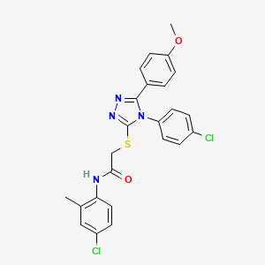 N-(4-chloro-2-methylphenyl)-2-{[4-(4-chlorophenyl)-5-(4-methoxyphenyl)-4H-1,2,4-triazol-3-yl]sulfanyl}acetamide