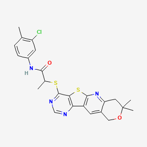 N-(3-chloro-4-methylphenyl)-2-[(5,5-dimethyl-6-oxa-17-thia-2,12,14-triazatetracyclo[8.7.0.03,8.011,16]heptadeca-1,3(8),9,11,13,15-hexaen-15-yl)sulfanyl]propanamide