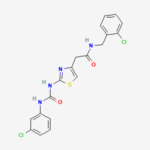 molecular formula C19H16Cl2N4O2S B11279045 N-(2-chlorobenzyl)-2-(2-(3-(3-chlorophenyl)ureido)thiazol-4-yl)acetamide 