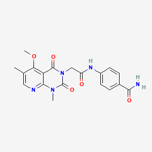 4-(2-{5-Methoxy-1,6-dimethyl-2,4-dioxo-1H,2H,3H,4H-pyrido[2,3-D]pyrimidin-3-YL}acetamido)benzamide