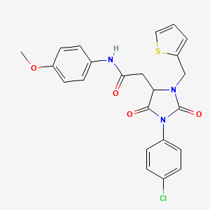 2-[1-(4-chlorophenyl)-2,5-dioxo-3-(thiophen-2-ylmethyl)imidazolidin-4-yl]-N-(4-methoxyphenyl)acetamide